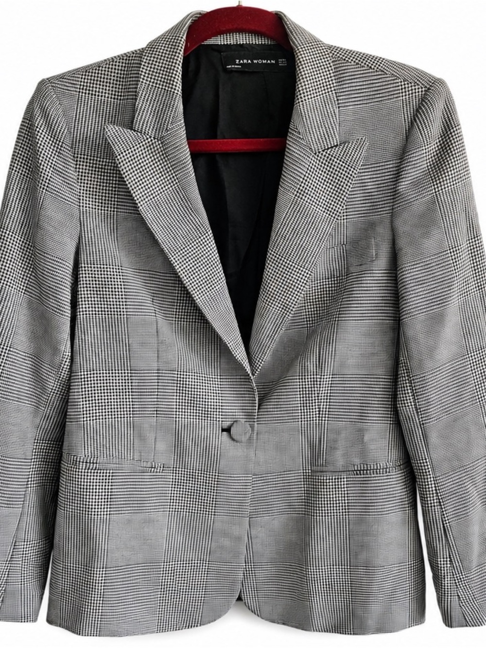 Zara Woman Black and White Glen Classic Elegant Capsule Wardrobe Plaid Blazer